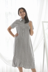 MAMA HAMIL Angie Midi Dress Baju Non Hamil Wanita Button Stripped Korean Style Simple Formal Casual Outfit Modis   NADR 12 11  large